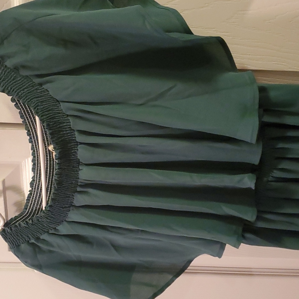 Hacienda maxi dress green side slits - Picture 3 of 5